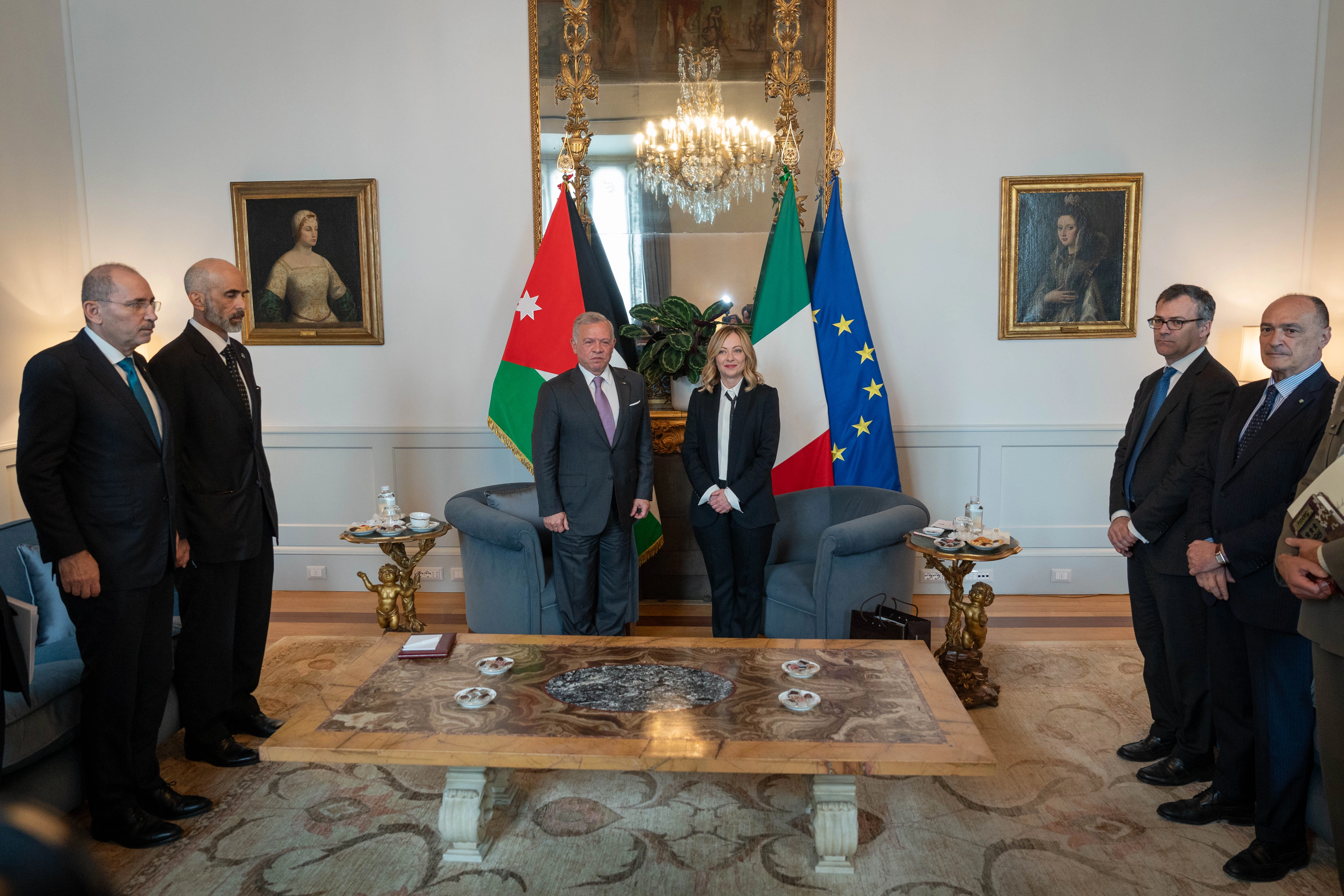 King meets Italy PM, warns against repercussions of Israeli ground offensive on Rafah