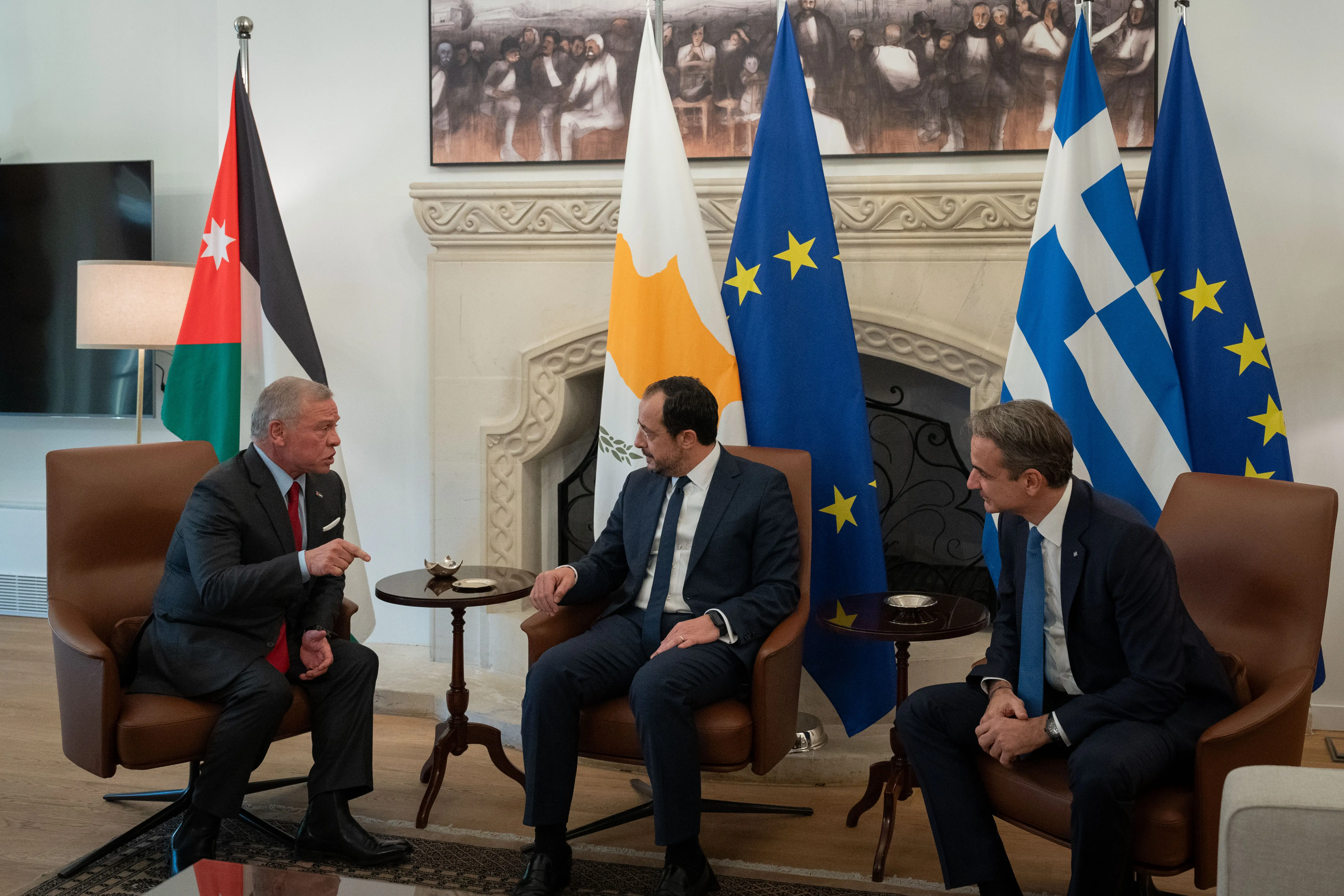 King, Cyprus president, Greece PM hold trilateral summit in Nicosia